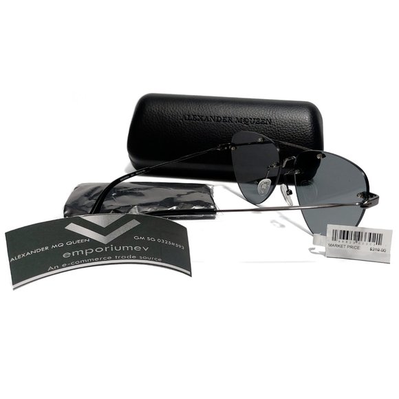 McQ By Alexander McQueen Smoke Dark Grey Black Sunglasses MQ0225SA main image 8